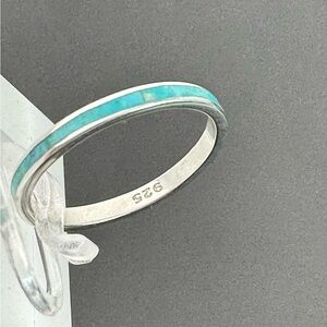 size 5 sterling silver 925 genuine turquoise band ring